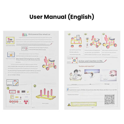 Comprehensive English manual for the DIY color wind generator car kit, featuring step-by-step guidance.