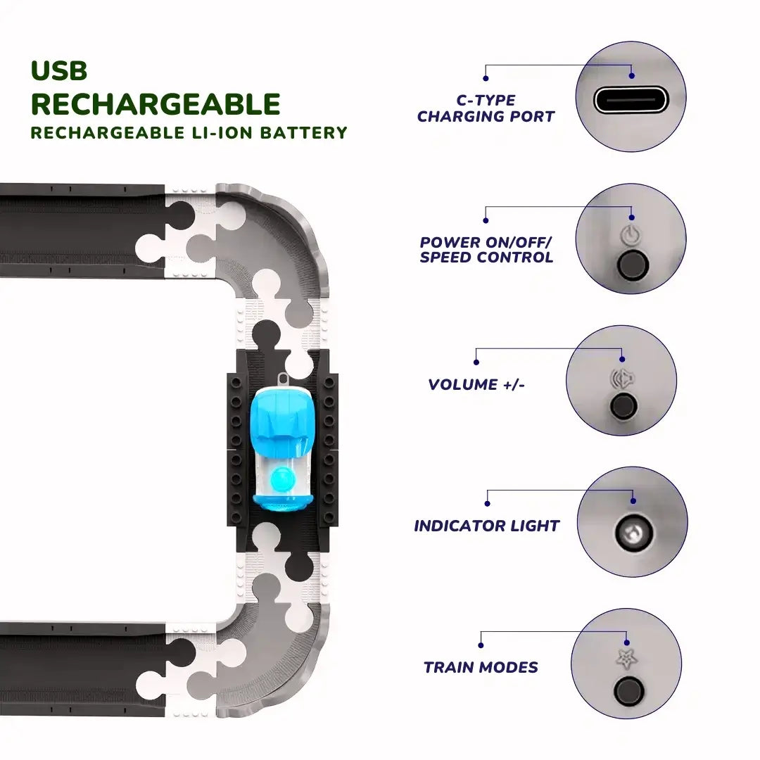 train set with usb type-C rechargeable kids learning toys